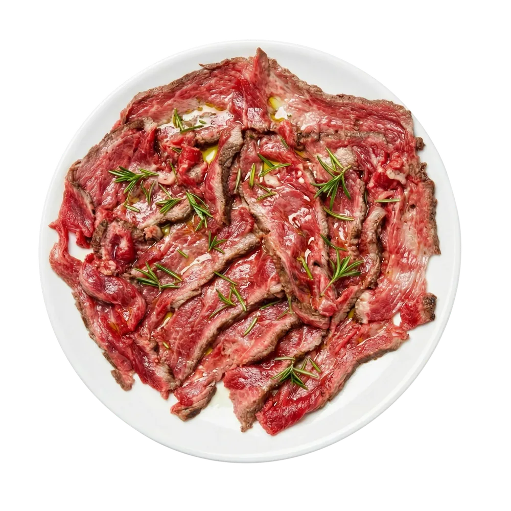 Carpaccio di manzo con rosmarino, olio extravergine e scaglie