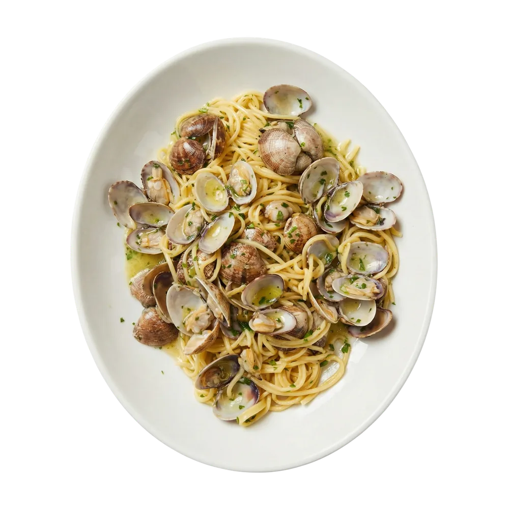 Spaghetti alle vongole veraci con olio extravergine, aglio e prezzemolo